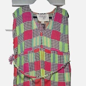 NWT 1X PLUS SIZE WOMEN'S ACE & JIG JULES DRESS MIXER MAXI REVERSIBLE NEON CHECK